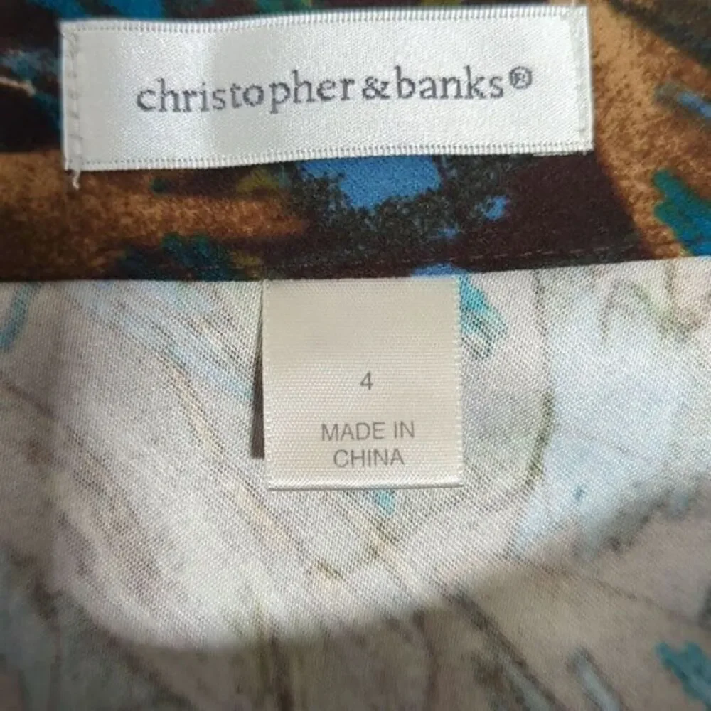 Christopher & Banks Women SZ 4 Brown/Teal Floral Moleskin A-Line Maxi Skirt NWOT